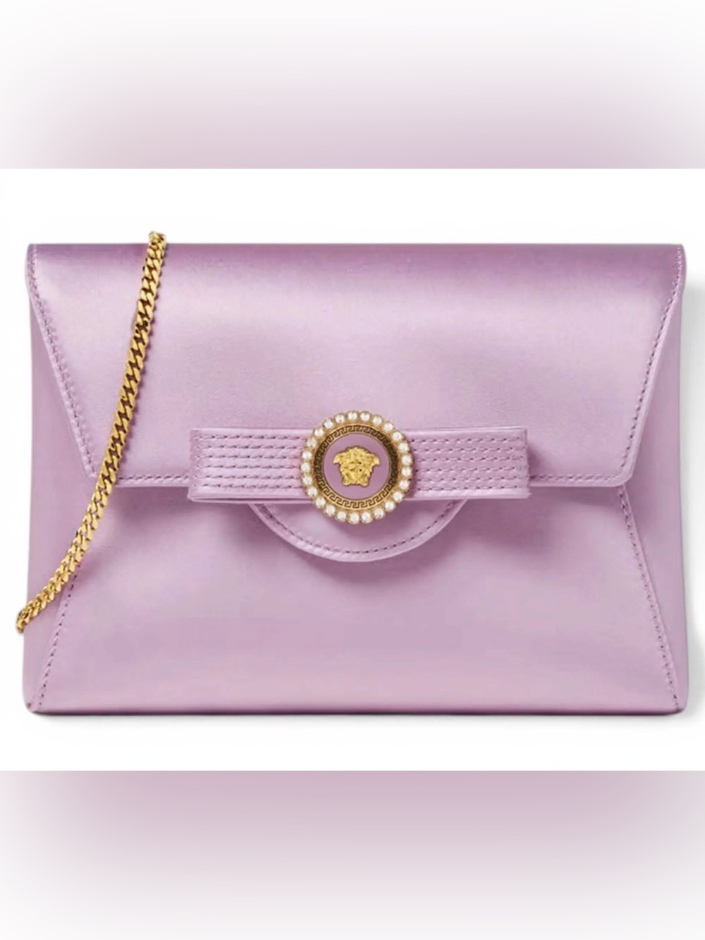 Versace ribbon satin clutch